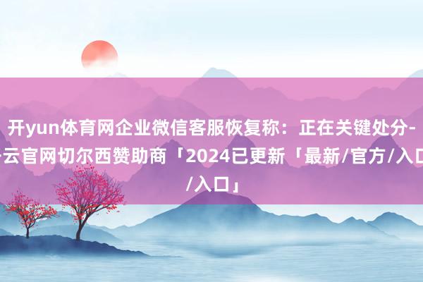 开yun体育网企业微信客服恢复称：正在关键处分-开云官网切尔西赞助商「2024已更新「最新/官方/入口」