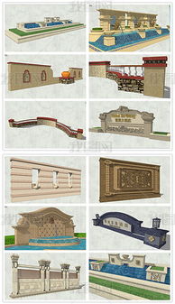 精品歐式風(fēng)格水景墻景墻景墻影壁墻文化墻圍墻園林景觀墻sketchup模型su模型設(shè)計(jì)模型下載