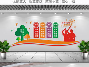 學校文化墻3d立體一訓三風樓梯校園文化墻圖片 設計效果圖下載 校園通用圖大全 編號 18745386