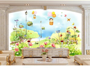 手繪抽象壁畫花草路燈電視背景墻圖片素材 效果圖下載