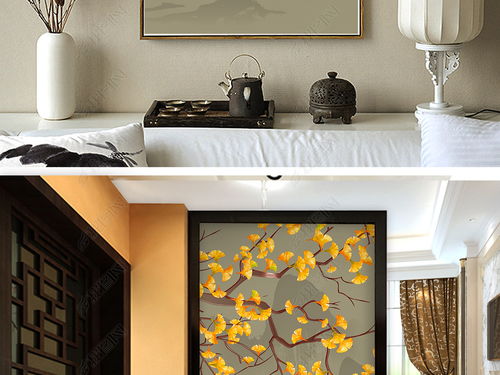 銀杏手繪工筆花鳥 新中式玄關(guān)背景墻裝飾畫的藝術(shù)魅力